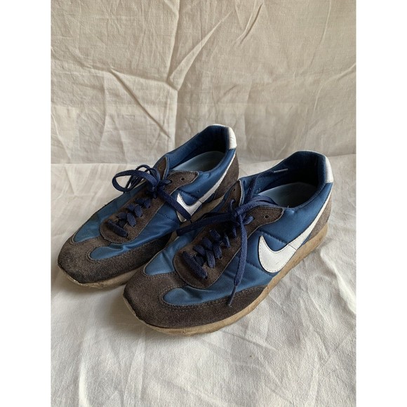 Vintage Nike Waffle Running Shoes Cream Blue Men’s 8.5 VTG 80s 1987 - Picture 1 of 7